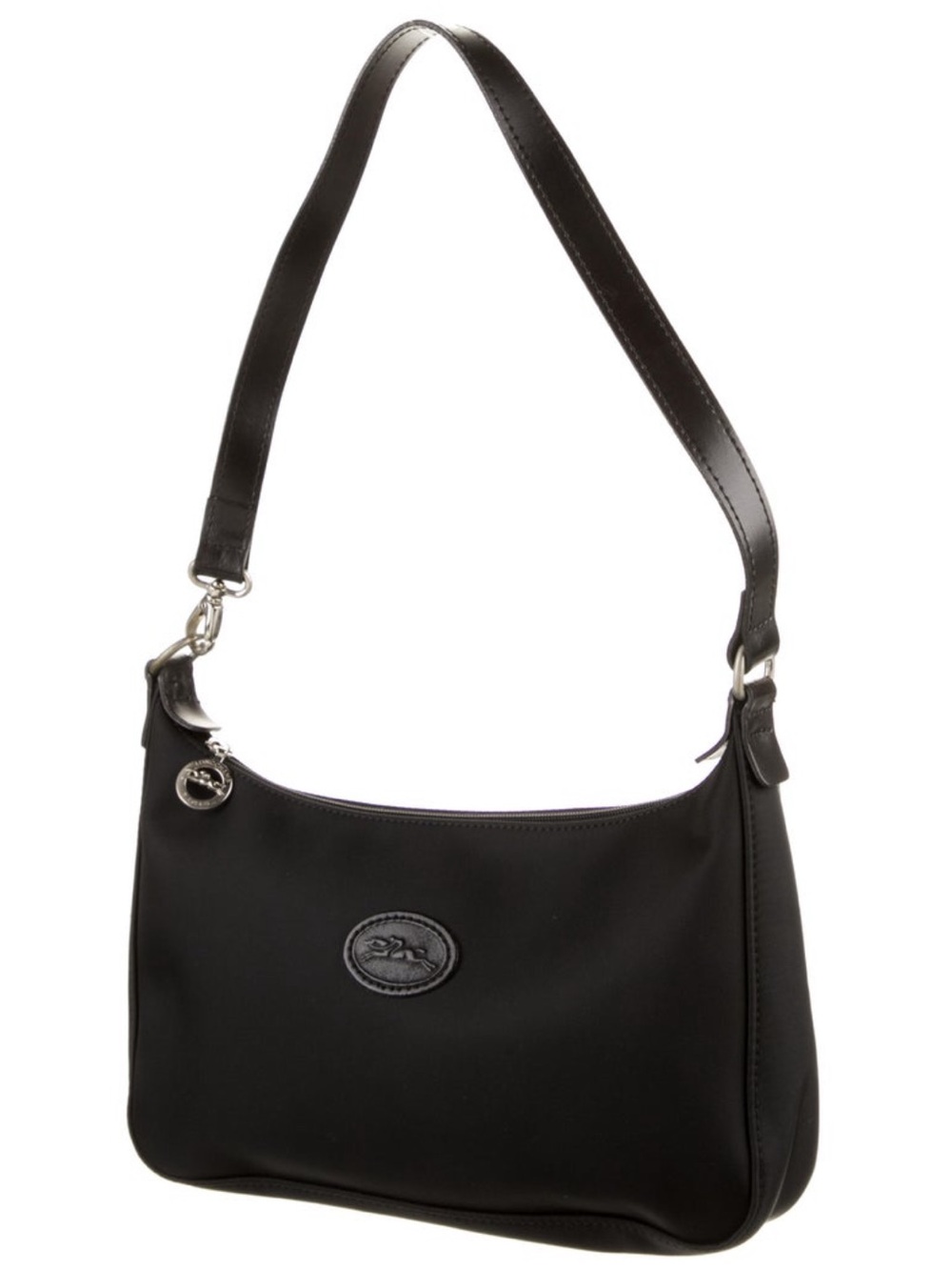 Vintage Longchamp Nylon  Crescent  Classic Black Hobo Shoulder Bag